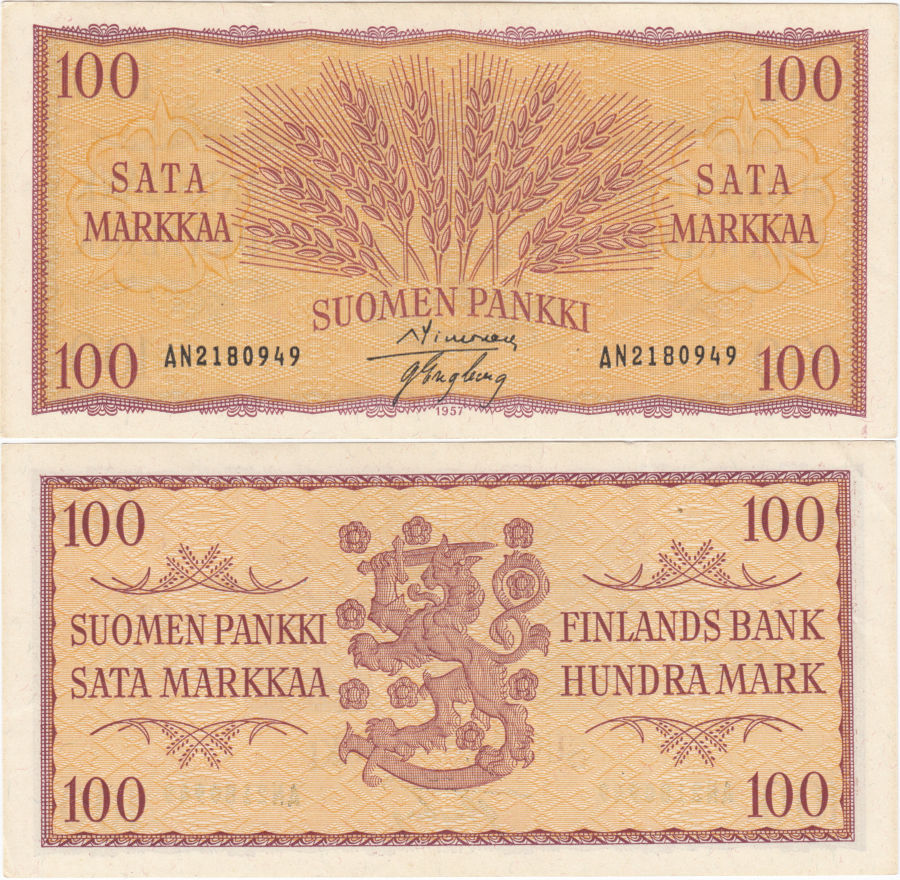 100 Markkaa 1957 AN2180949 kl.6